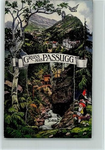 Passugg-Araschgen Künstlerkarte - Zwerge mit Weinflaschen