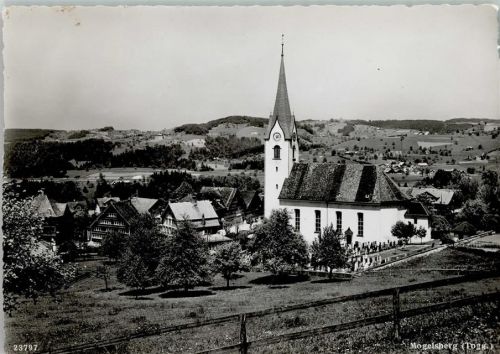 9122 Mogelsberg Foto AK Teilansicht mit Kirche - Foto Gross 23797 AK
