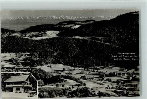 Ramiswil Restaurant Alpenblick Passwangstrasse Blick auf Ramiswil und die Berner Alpen