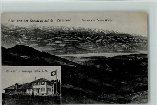 Chrüzegg 1913 - Wirtschaft z. Kreuzegg Zürichsee Glaner Berner Alpen