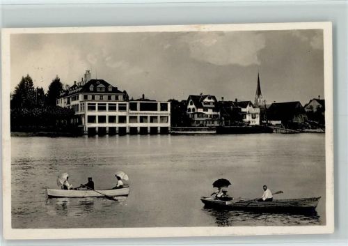 9326 Horn 1924 Foto AK Hotel Bad Horn , Ruderboote mit Touristen AK