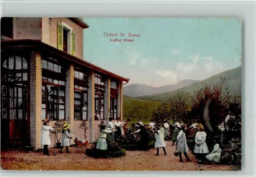 Châtel-St-Denis 1916 Institut Villard - Kinder und Frauen im Garten AK