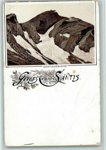 1896 Gebrauchsspuren Gruss aus - Säntisgebirge , Eckknick