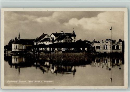 8640 Hurden 1939 Gebrauchsspuren Foto AK Hotel Adler u. Zürichsee AK