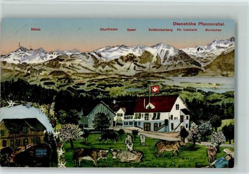 Pfannenstiel 1914 Okenshöhe Säntis Churfirsten Speer Schänniserberg Piz Lienhard Murtschen