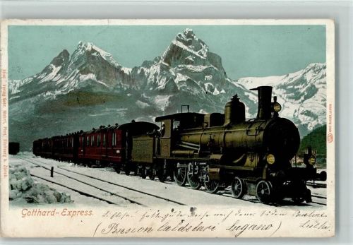 1903 Gotthard Express - Züge AK