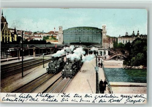 Zürich Verlag Künzli-Tobler Nr. 1186 - Bahnhof Einfahrt, Eisenbahnen AK