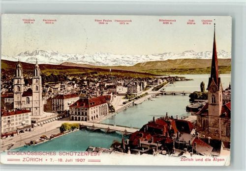 Zürich 1907 Offitz. Festpostkarte - Schützenfest 1907 AK
