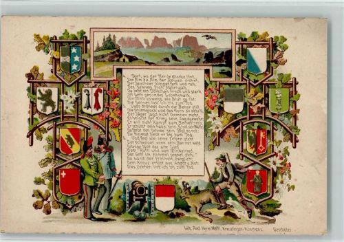1905 Wappen, Soldaten, Eichenlaub, Spruch AK