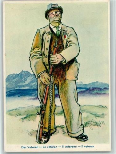 Luzern 1939 Der Veteran, Zeichnung von H. Schaad - Schützenfest 1939 AK
