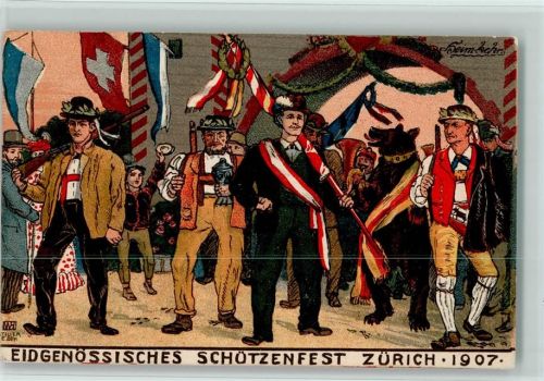 Zürich 1907 offiz. Festkarte - Schützenfest 1907 AK