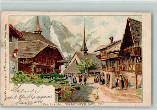 Une Rue du - Village Suisse, Exposition Paris 1900 AK