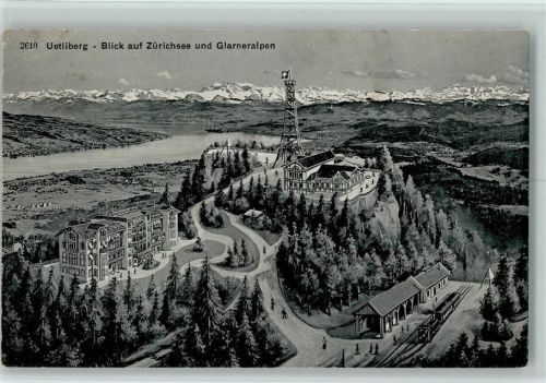 Uetliberg 1907 Uetliberg Blick auf Zürichsee und Glarneralpen Hüttenstempel Uto-Kulm