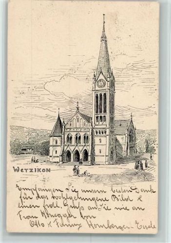 Wetzikon ZH 1901 Kirche sign