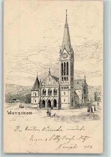 Wetzikon ZH 1904 Kirche sign