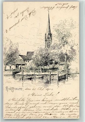 Pfäffikon ZH 1901 Blick zur Kirche sign.