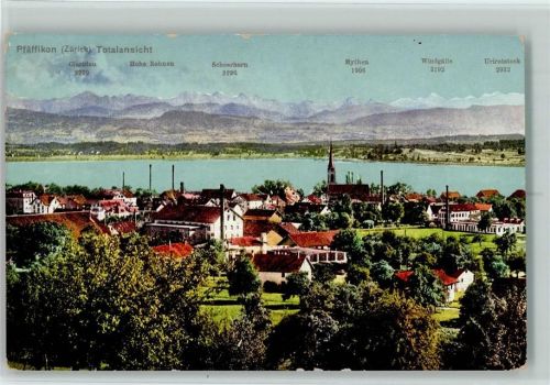 Pfäffikon ZH Ortsansicht mit Clariden Hohe Rohnen Scheerhorn Mythen Windgälle Uriotstock