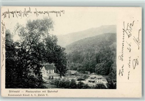 Sihlwald 1905 Restauration mit Bahnhof