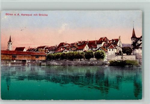Büren an der Aare Aarequai mit Brücke