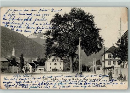 Moutier 1909 Coin du Moulin et Rue Industrielle