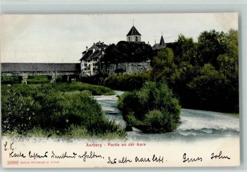 Aarberg 1907 Partie an der Aare