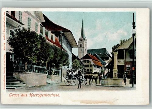 Herzogenbuchsee 1902 Pferdekutsche Brunnen