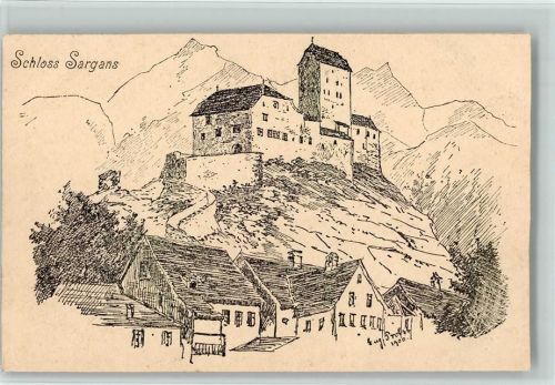 7320 Sargans Künstlerkarte Schloss sign. Probst