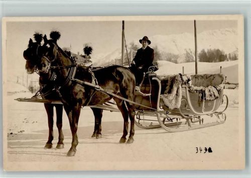Silvaplana Pferdeschlitten Winter Ort handschriftl.