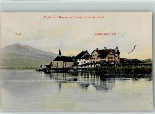 8640 Hurden Gebrauchsspuren 1908 Zürichsee Etzel Gasthaus zum Adler