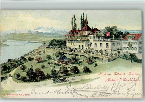8803 Rüschlikon Gebrauchsspuren 1904 Kurhaus Hotel Pension Belvoir