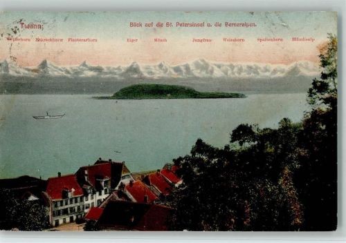 Twann Blick auf St Petersinsel und Berneralpen