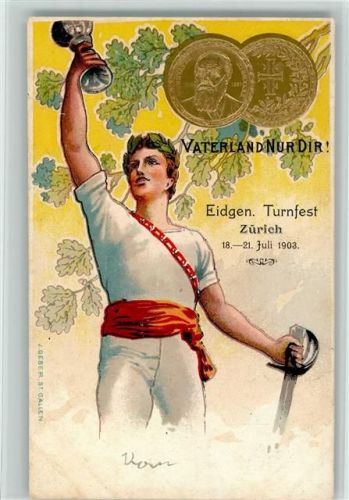 1903 Lithographie / Prägedruck Vaterland nur Dir - Münzen, Golddruck AK