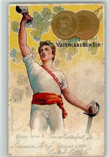 1903 Prägedruck - Vaterland nur Dir - Turner mit Siegeskranz AK