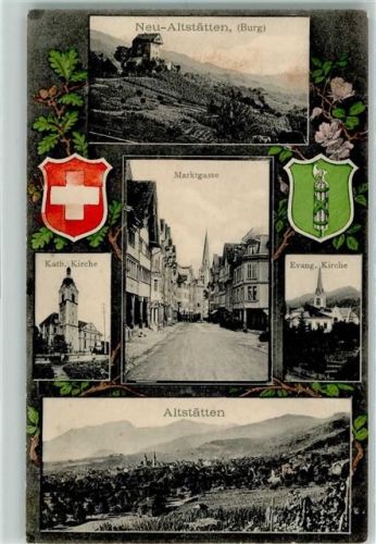 9450 Altstätten SG - Burg Marktgasse kath. Kirche ev. Kirche Neu-Altstätten