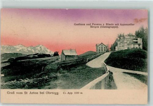 St Anton Oberegg Gasthaus Pension zum Rössle mit Appenzeller Bergen Säntisruppe