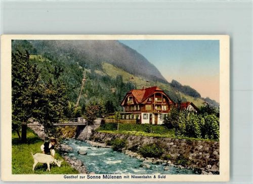Mülenen Gasthaus zur Sonne mit Niesbahn und Suld Ziege