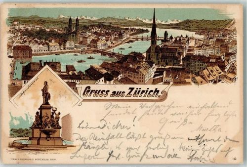 8000 Zürich 1897 Lithographie Escher-Denkmal