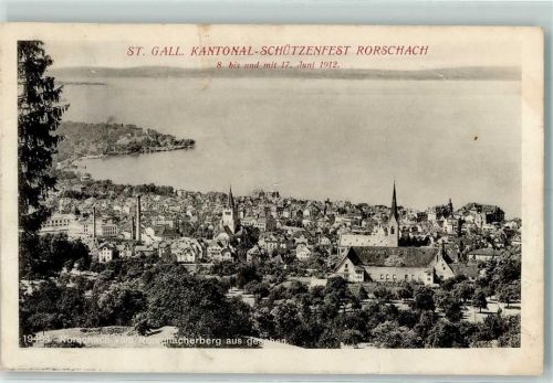Rorschach 1912 Kantonal-Schützenfest Rorschach vom Rorschacherberg aus gesehen