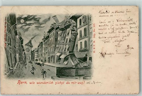 Bern 1899 Mondschein Humor