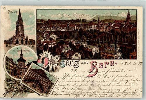 Bern 1897 Münster Zeitglockenturm Rathaus