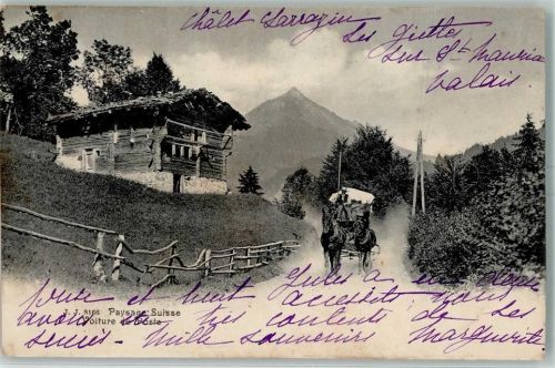 Paysage Suisse Voiture de Poste Postkutsche Schweiz 1904