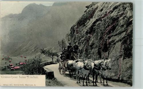 Grimselpost beim Kirchet Fünfspänner Postkutsche Schweiz 1905