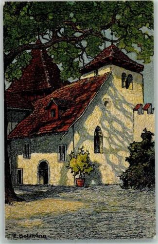8314 Kyburg Künstlersteindruck Burgkapelle sign E. Bollmann