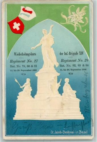 Basel St. Jakob Denkmal Wappen AK
