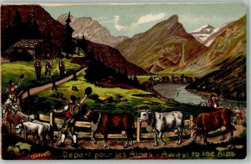 1931 Depart pour les Alpes Kühe AK