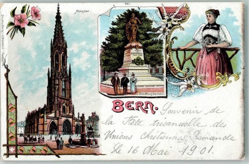 Bern 1901 Münster Bubenberg-Denkmal Tracht