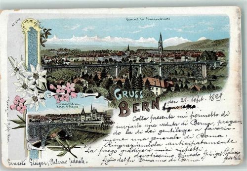 Bern 1899 Kornhausbrücke Hotel Bellevue