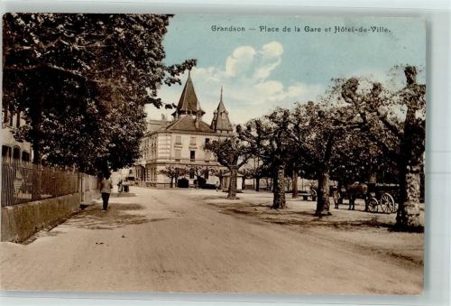 Grandson 1914 Place de la Gare et Hoel-de-Ville