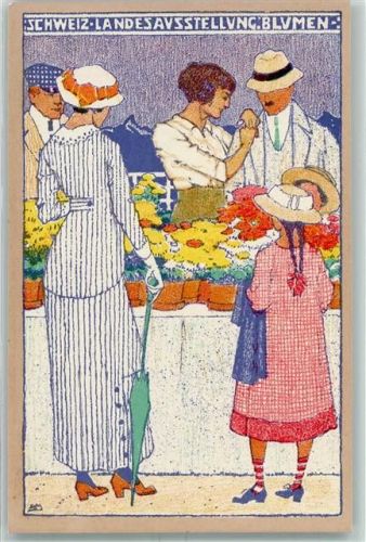 Bern 1914 Schweiz. Landesausstellung Blumen sign Serie A