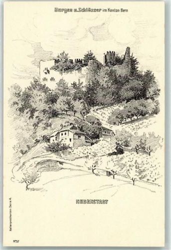 La Neuveville Burgen u. Schlösser im Kanton Bern Ruine sign. EH